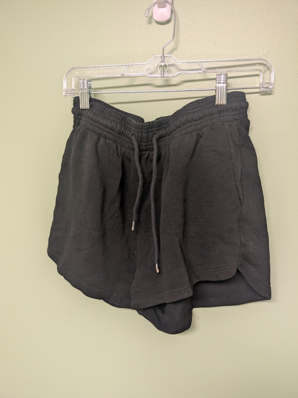 H&M Black Women's Athletic Drawstring Shorts with Curved Hem